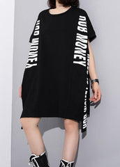 French black cotton clothes alphabet prints Art summer top AT-STP190411