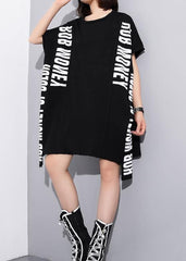French black cotton clothes alphabet prints Art summer top AT-STP190411