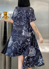 French black print clothes Women lapel asymmetric Plus Size summer Dress AT-SDM200723