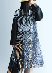French black striped clothes Women lapel patchwork short Dress FDL201026
