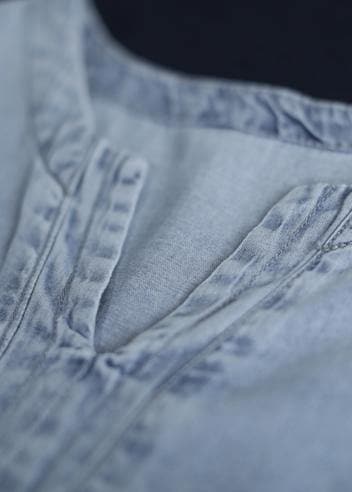 French denim blue Cotton quilting dresses v neck loose summer Dress WG-SDM190711