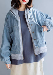 French denim blue Fashion coats women Work hooded fall short coat CTS191011