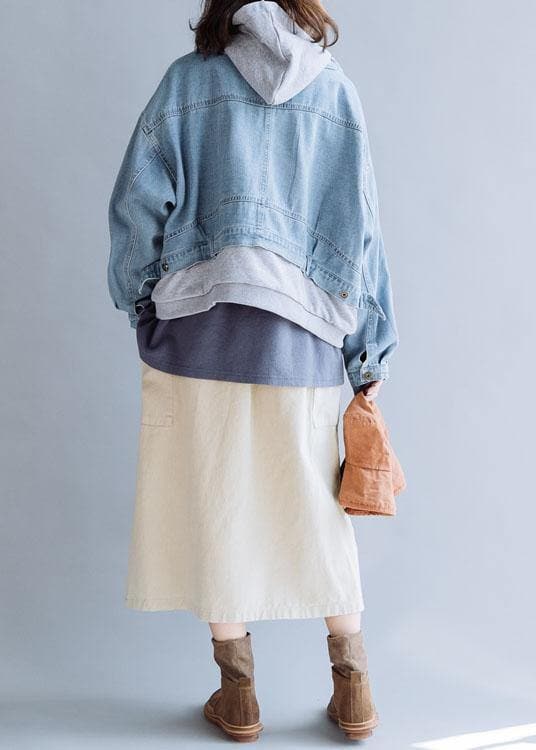 French denim blue Fashion coats women Work hooded fall short coat CTS191011
