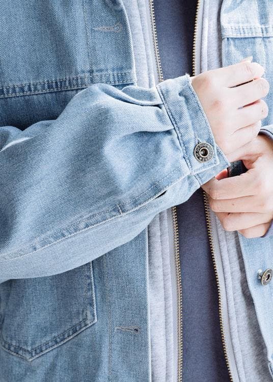 French denim blue Fashion coats women Work hooded fall short coat CTS191011