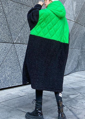 French green patchwork  clothes hooded zippered Robe fall Dresses AT-DJK201105
