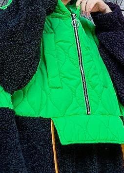 French green patchwork  clothes hooded zippered Robe fall Dresses AT-DJK201105