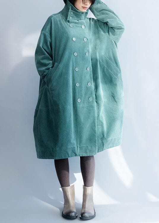 French green fine clothes For Women Inspiration double breast stand collar coats DJK191125