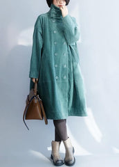 French green fine clothes For Women Inspiration double breast stand collar coats DJK191125