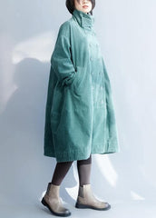 French green fine clothes For Women Inspiration double breast stand collar coats DJK191125