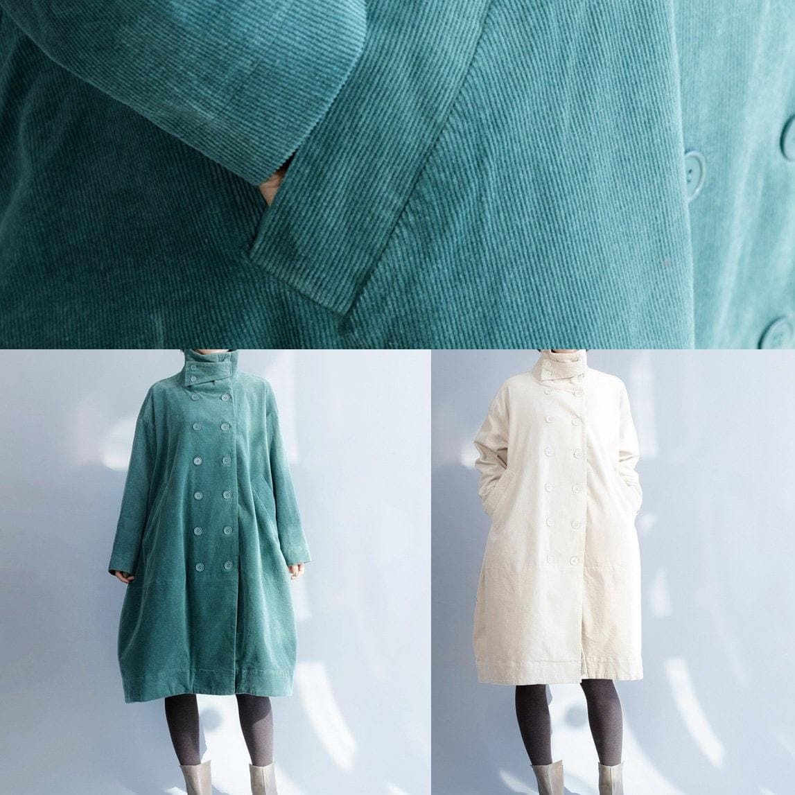 French green fine clothes For Women Inspiration double breast stand collar coats DJK191125