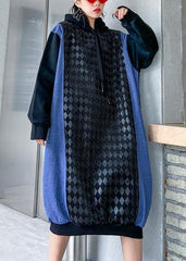French hooded cotton patchwork clothes Runway black Dresses AT-FDM191211