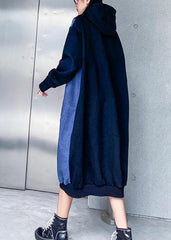 French hooded cotton patchwork clothes Runway black Dresses AT-FDM191211