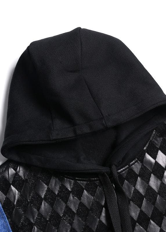 French hooded cotton patchwork clothes Runway black Dresses AT-FDM191211
