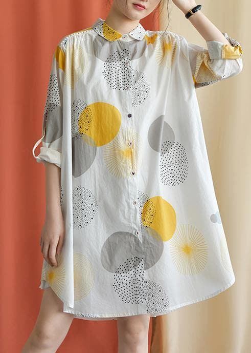 French lapel asymmetric Cotton clothes Catwalk yellow dotted Dress fall FDM190827