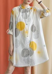 French lapel asymmetric Cotton clothes Catwalk yellow dotted Dress fall FDM190827