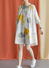 French lapel asymmetric Cotton clothes Catwalk yellow dotted Dress fall FDM190827