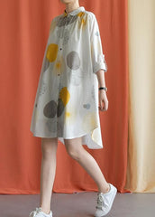French lapel asymmetric Cotton clothes Catwalk yellow dotted Dress fall FDM190827