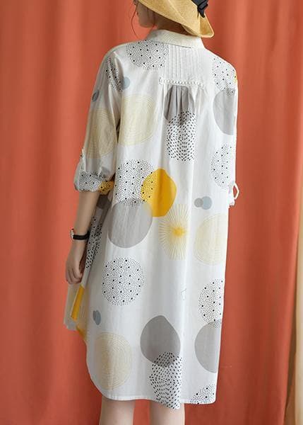 French lapel asymmetric Cotton clothes Catwalk yellow dotted Dress fall FDM190827