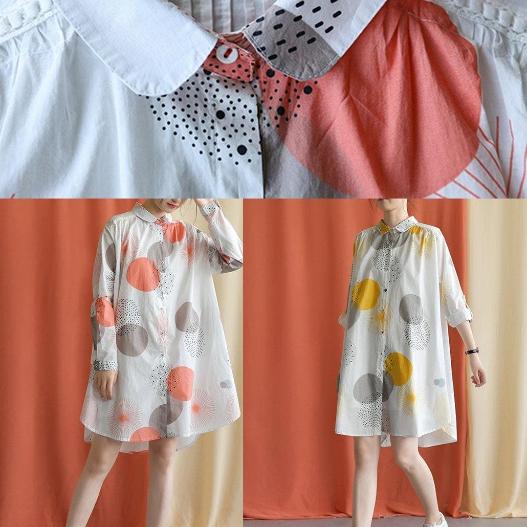 French lapel asymmetric Cotton clothes Catwalk yellow dotted Dress fall FDM190827