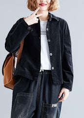 French lapel collar cotton clothes Fabrics black shirts fall CTS190830