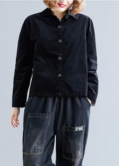 French lapel collar cotton clothes Fabrics black shirts fall CTS190830