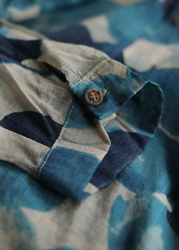 French lapel fall Tunic Wardrobes blue dotted blouses LTP200822