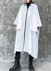 French lapel zippered Fashion crane coats white Midi women coats AT-LTP201228