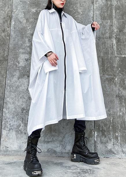 French lapel zippered Fashion crane coats white Midi women coats AT-LTP201228