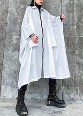 French lapel zippered Fashion crane coats white Midi women coats AT-LTP201228
