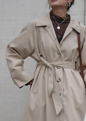 French nude Plus Size crane coats Fashion Ideas Notched pockets coats TCT201210