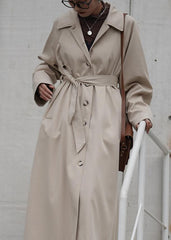 French nude Plus Size crane coats Fashion Ideas Notched pockets coats TCT201210