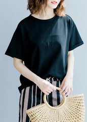 French o neck back side open clothes For Women Outfits black shirt STP200725