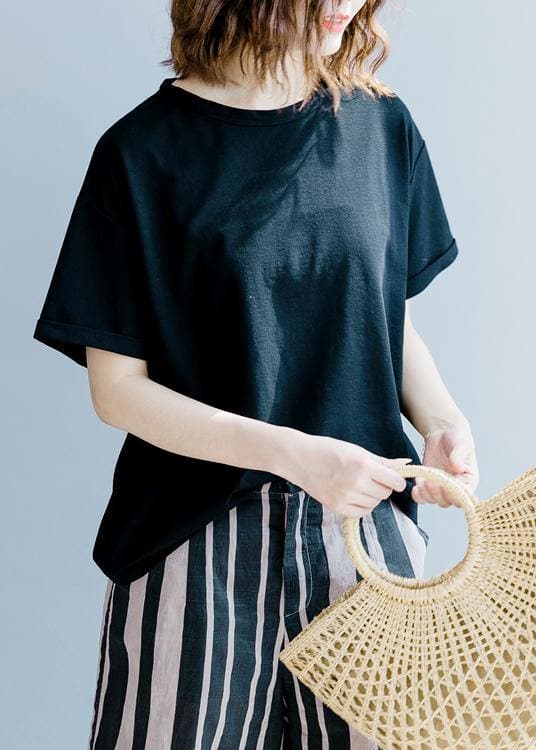 French o neck back side open clothes For Women Outfits black shirt STP200725