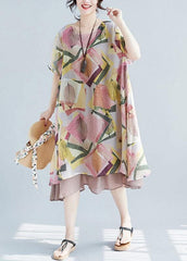 French o neck large hem clothes Neckline floral Dresses SDM200425