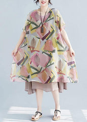 French o neck large hem clothes Neckline floral Dresses SDM200425