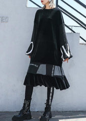 French patchwork tulle quilting clothes Sewing black Plus Size Dresses AT-FDM191023