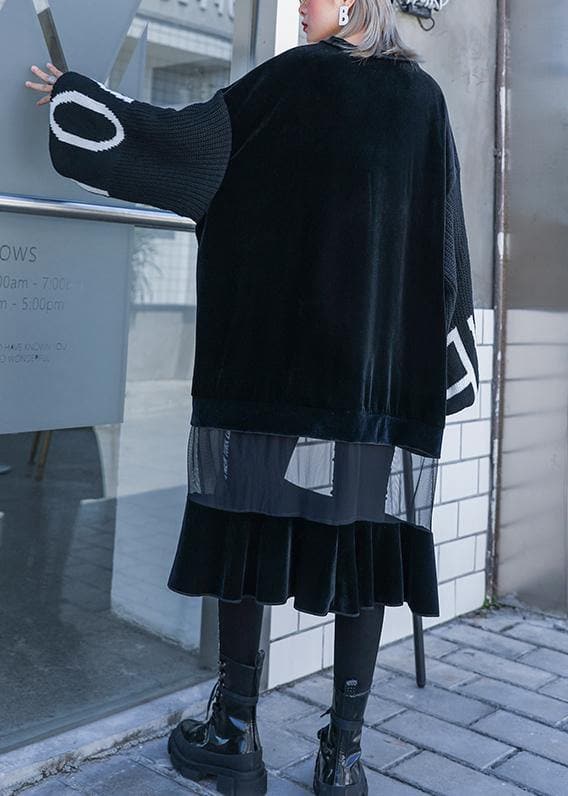 French patchwork tulle quilting clothes Sewing black Plus Size Dresses AT-FDM191023