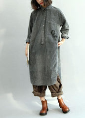French side open corduroy clothes Women Outfits gray Dress fall FDL191011