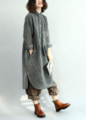 French side open corduroy clothes Women Outfits gray Dress fall FDL191011
