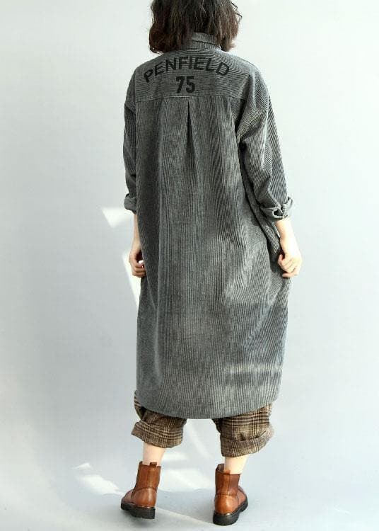 French side open corduroy clothes Women Outfits gray Dress fall FDL191011