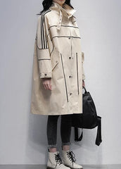 French stand collar zippered  outwear khaki silhouette coats TCT201207