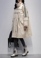 French stand collar zippered  outwear khaki silhouette coats TCT201207