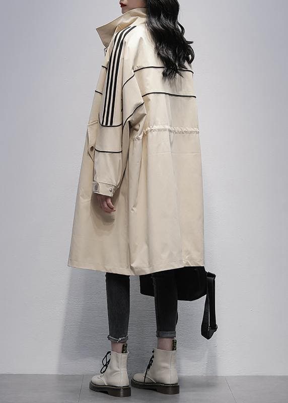 French stand collar zippered  outwear khaki silhouette coats TCT201207