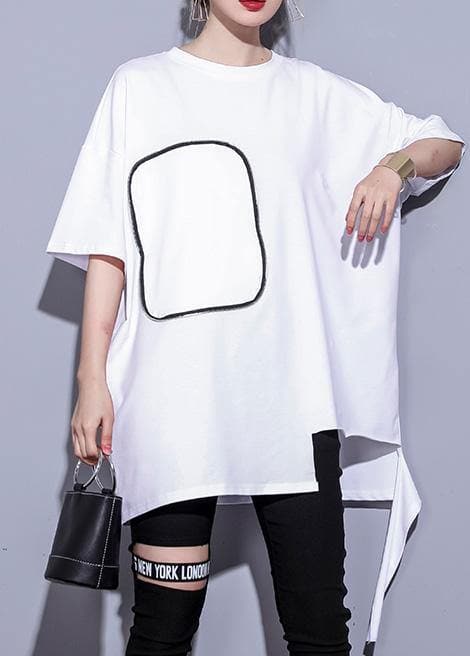 French white cotton clothes half sleeve oversized summer tops AT-SDM190411