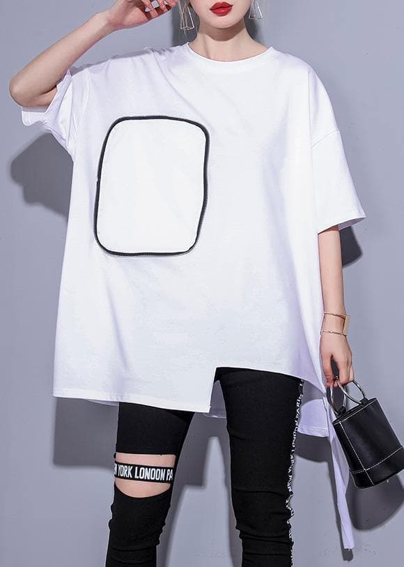 French white cotton clothes half sleeve oversized summer tops AT-SDM190411