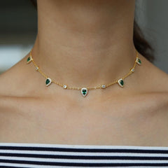 Gold Color Green Stone Bohemia Necklaces Charm Jewelry SS6666 Touchy Style