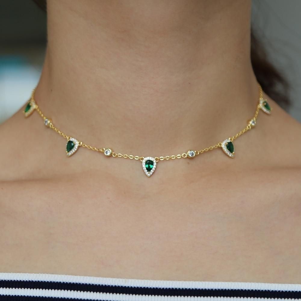 Gold Color Green Stone Bohemia Necklaces Charm Jewelry SS6666 Touchy Style