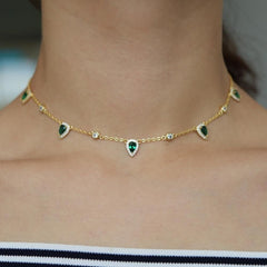 Gold Color Green Stone Bohemia Necklaces Charm Jewelry SS6666 Touchy Style