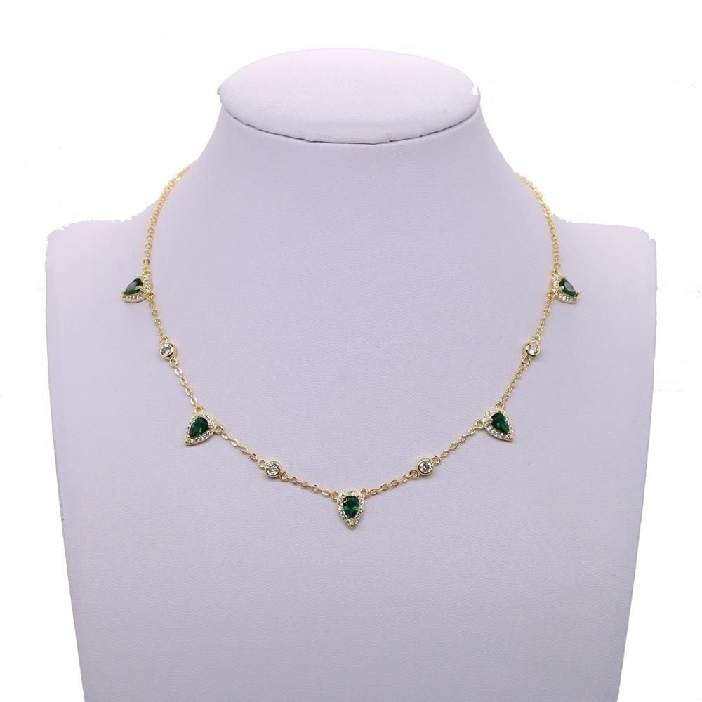 Gold Color Green Stone Bohemia Necklaces Charm Jewelry SS6666 Touchy Style