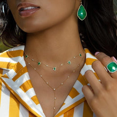 Gold Color Green Stone Bohemia Necklaces Charm Jewelry SS6666 Touchy Style